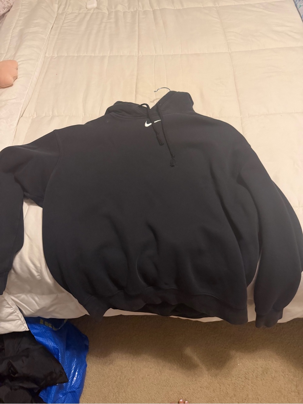 Nike Black Hoodie with Small White Swoosh